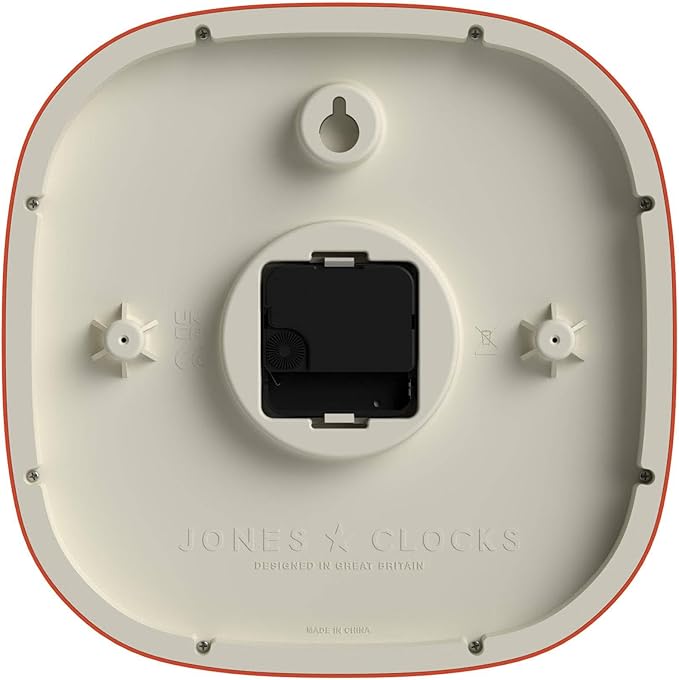 JONES CLOCKS® Pulsar wall Clock | Square Rounded Retro Clock | 10 inch | Orange - Image 7