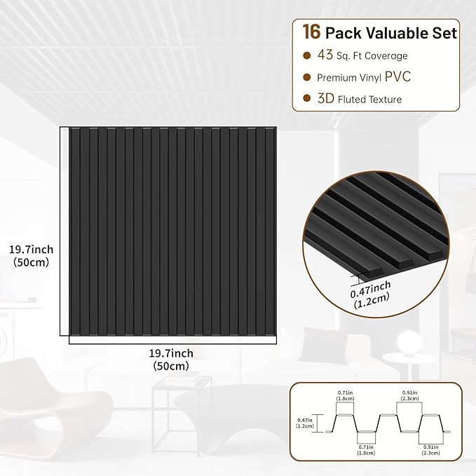 RITOLLO 16-Pack PVC Slat Wall Panels - Image 2