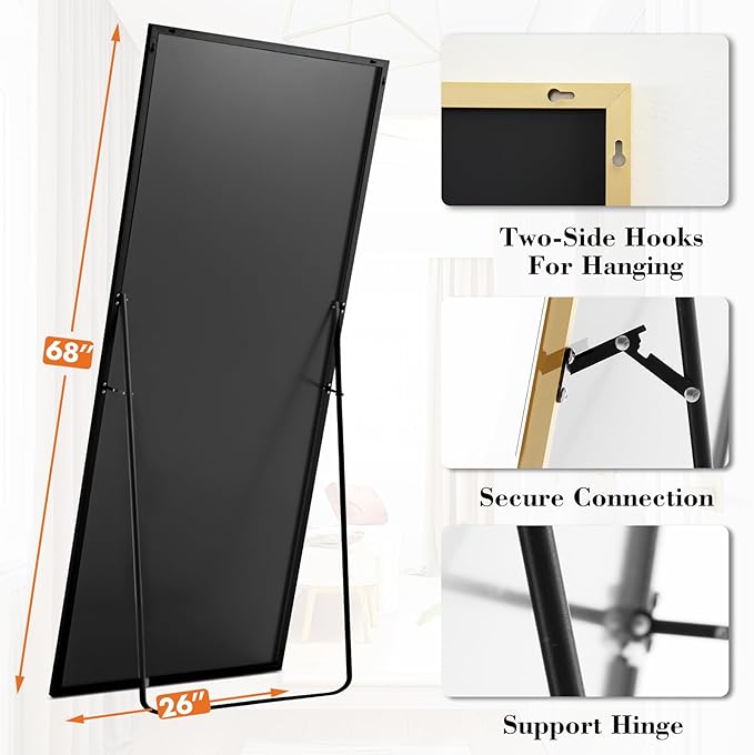 Sweetcrispy 68"x26" Full Length Mirror, Leaning or Standing Full Body Mirror - Image 5