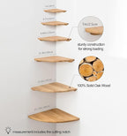 Corner Shelf, Solid Oak Wood Floating Corner Shelves Wall Mount Round End - Image 7