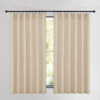 NICETOWN Beige Velvet Curtains 63 inches 2 Panels Set, Thermal Insulated Heavy - Image 2