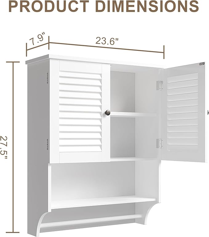 ChooChoo Medicine Cabinet, Bathroom Wall Cabinet, 2 Doors Over The Toilet Space - Image 3