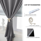 AJAZZ 100% Black Out Curtains Adhesive Blackout Temporary Curtain Rod No - Image 4