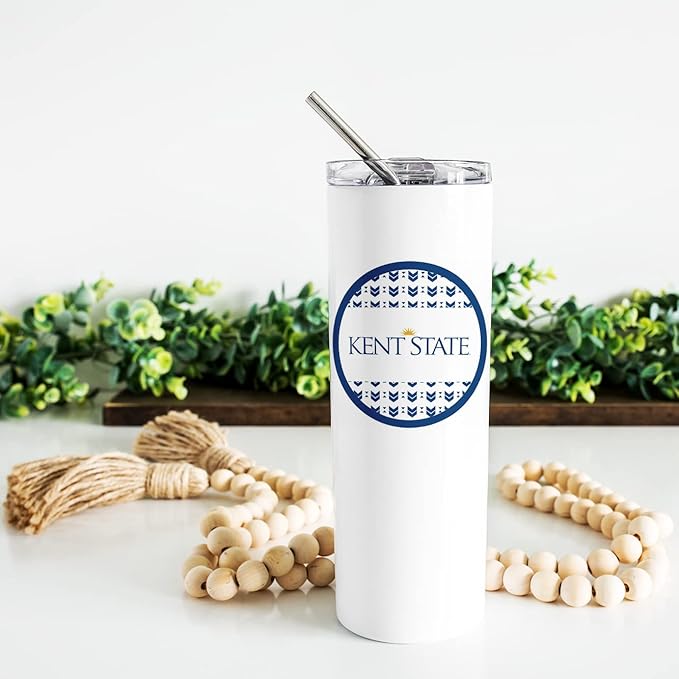 Kent State University Skinny Tumbler, Water Tumbler, Stainless Steel Tumbler, Tumbler Cup, Tumbler with Straw and Lid, Double Wall, Stainless Tumbler (Kent State University #20)