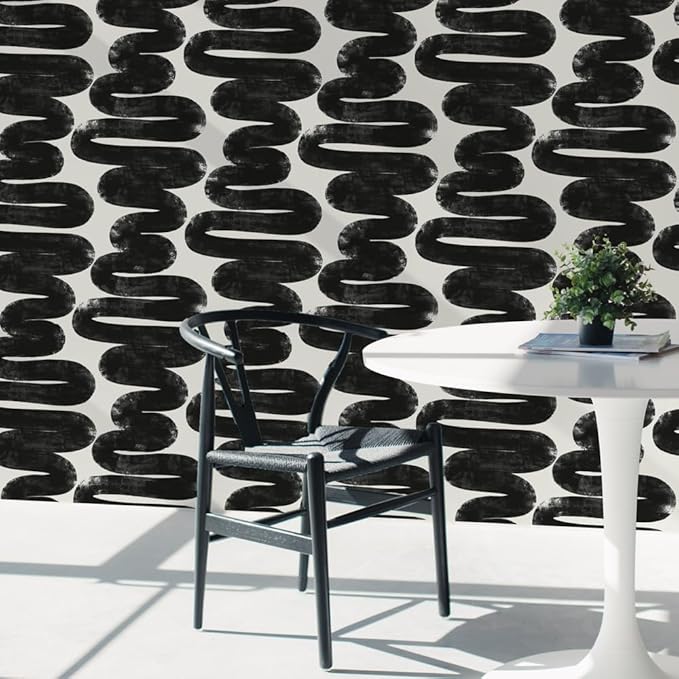 Tempaper x Bobby Berk White & Black Wiggle Room Removable Peel and Stick - Image 9
