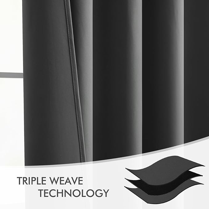 MIULEE Back Tab Grey Blackout Curtains 102 Inch Long 2 Panels Set - Image 7