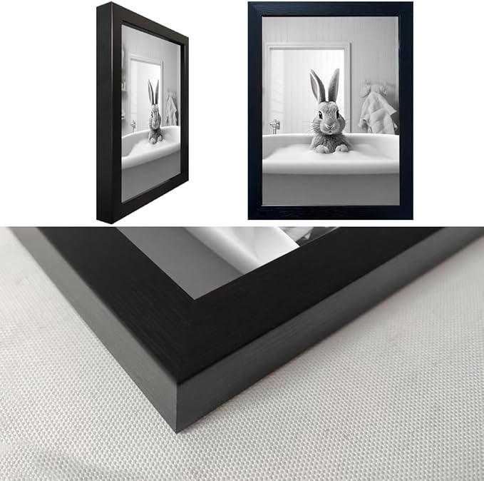 Kids Bathroom Decor, Funny Rabbit in Bathtub, Framed Farmhouse Picture Wall - Image 3