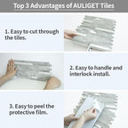 AULIGET 2 Sheets Mountain Rock Peel and Stick Backsplash, PVC Mixed Metal Gold - Image 7