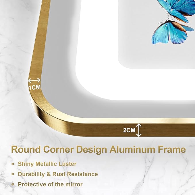 20"x 28" Gold Framed LED Mirrors - Image 5