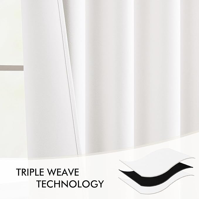 MIULEE Pure White Back Tab Blackout Curtains 90 Inches Long 2 Panels Set - Image 7