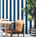 Guvana 118"x17.7" Blue and White Striped Contact Paper Navy Blue Peel and Stick by Guvana