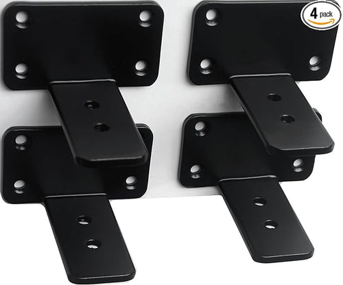 4 Pack - 3 inch Black Hidden L Shelf Bracket Iron Floating Shelf Brackets by MHMYDZ