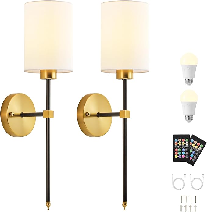 Battery Operated Wall Sconce Set of Two, Wireless Rechargeable Wall Light - Image 9