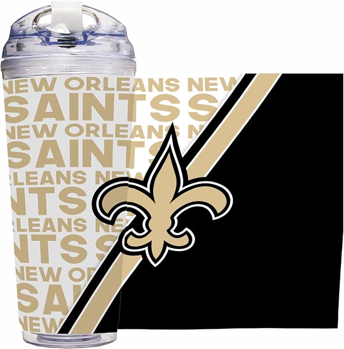 NFL Football 24oz Acrylic Tumbler with Hinged Lid, Officially Licensed Double Wall Tumbler for NFL Fans