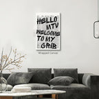 Enlaizhude Hello MTV Welcome To My Crib Quote Poster, Vintage Black White - Image 4