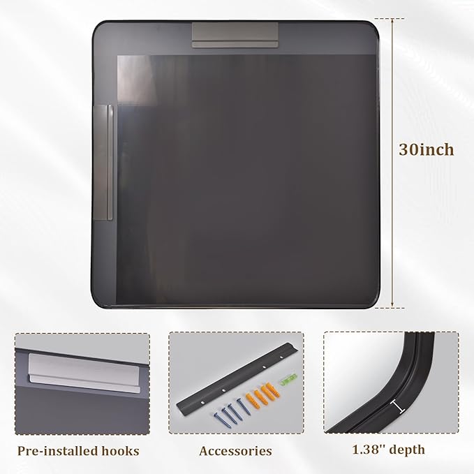 30"x 30" Black Bathroom Mirror - Image 4