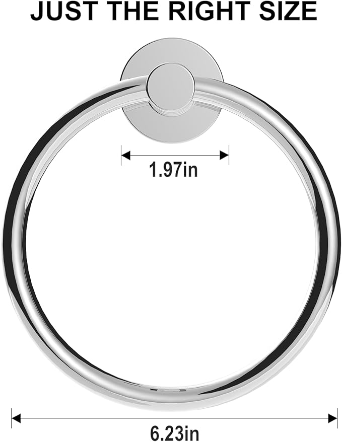 SetSail Towel Holder for Bathroom Wall Screw-in 3 Packs Towel Ring Stainless - Image 5