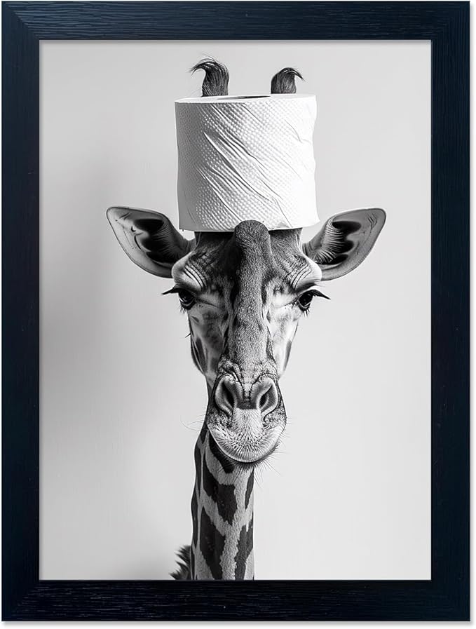 Funny Bathroom Wall Decor, Giraffe by Melpa+Art