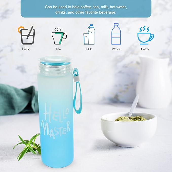 Heat Resistant Glass Cup Gradient Tone Glass Mug with Silicone Sleeve for Office Car Home Portable Drinking Tumbler for Coffee Tea Milk and Hot Beverages