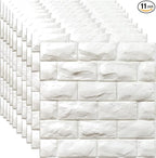 3D Wall Panels Peel and Stick 11PCS White Foam Brick Wallpaper by YULI3DH