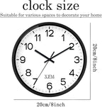 XFM Wall Clock 8 Inch 2 Pieces Modern Small Wall Clocks Battery Operated Silent - Image 6