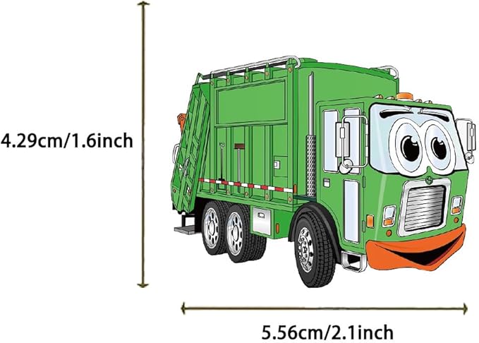 Garbage Truck Stickers 50Pcs Waterproof Cartoon Cute Trash Truck Stickers for Water Bottle Scrapbook Bumper Laptop Luggage Skateboard Cars Bike Guitar,Vinyl Funny Garbage Truck Sticker for Teens Boys
