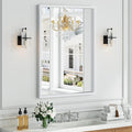 Syndra White Wood Frame Bathroom Mirror, Waterproof Slim Deep Frame, by Syndra