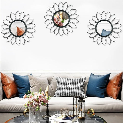 3 Pack Metal Mirrors for Wall Sunburst Wall Mirrors Home Décor Decorative - Image 2