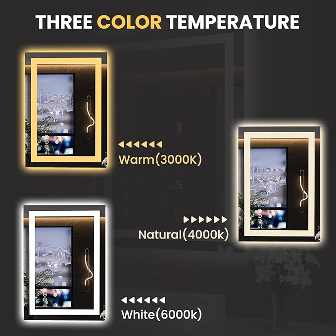 LOAAO 23.6"x31.5" LED Mirror for Bathroom, Lighted Bathroom Mirror - Image 6
