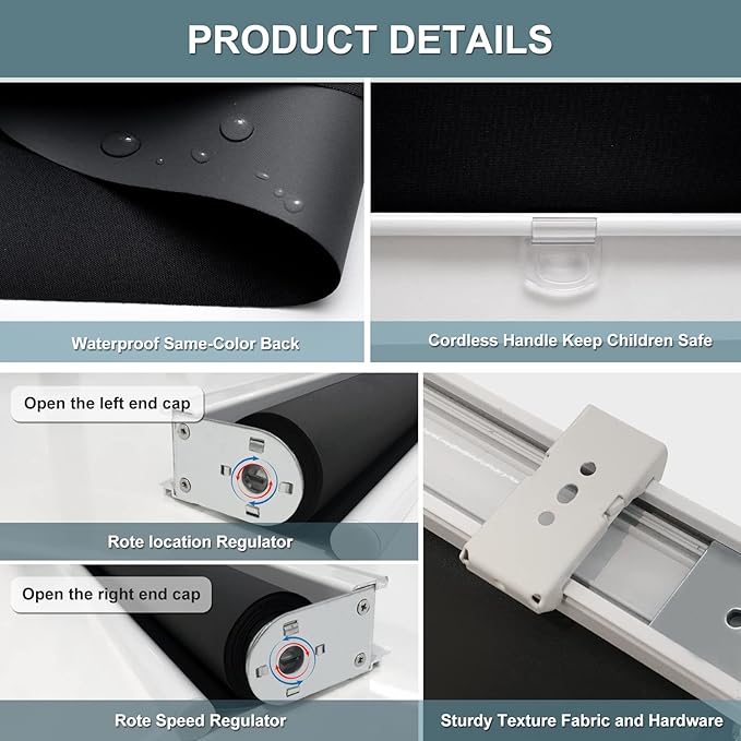 AOSKY Cordless Roller Shades Blackout Blinds - Image 7