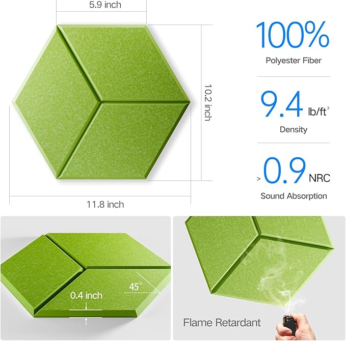 18 Pack Self-Adhesive Acoustic Panels 12" X 10" X 0.4" - Image 3