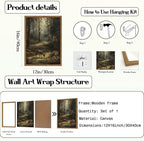 Framed Vintage Forest Deer Canvas Wall Art, Rustic Nature Landscape Paintings - Image 6