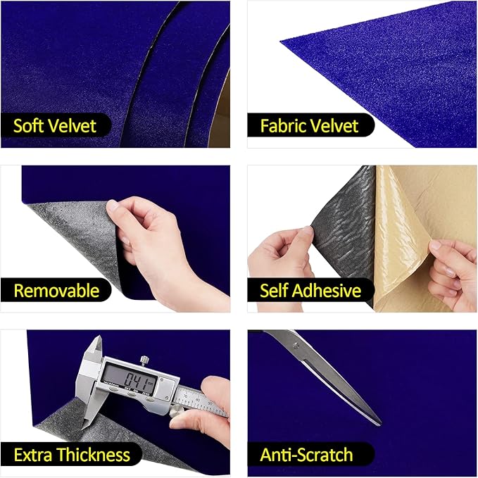 FunStick Sapphire Blue Fabric Wallpaper Peel and Stick Soft Velvet Fabrics - Image 4