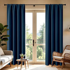 CUCRAF Navy Blue Blackout Curtains 54 inch Length 2 Panels Set, Rod Pocket Room - Image 8