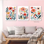 KISSFOX Framed Colorful Wildflower Canvas Wall Art Set Of 3 Flowers Pictures - Image 6