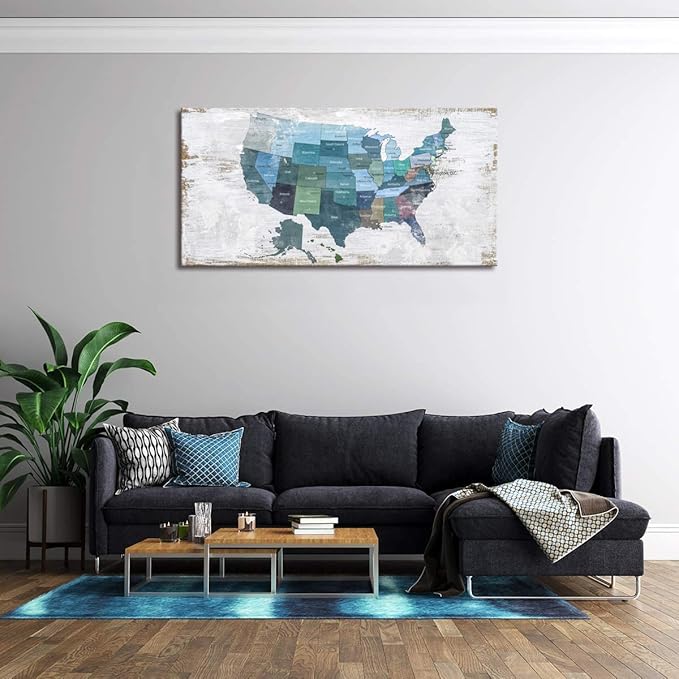 Map of The United States Wall Decor Map Canvas Wall Art - Image 6