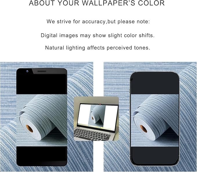 Grasscloth Textured Wallpaper Blue Peel and Stick 24inX393in Fabric Wall Paper - Image 4