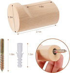 bsdonte Wood Wall Hooks 6 Pack, Natural Wooden Coat Hooks Wall Mounted - Image 5
