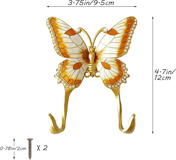 1 Pack Decorative Wall Hook, Vintage Butterfly Shaped Metal Wall Hook - Image 2