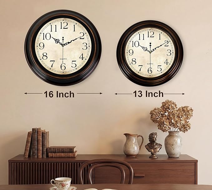 Vintage Wall Clock 16 Inch Quartz Silent Non-Ticking Analog Clock Battery - Image 6