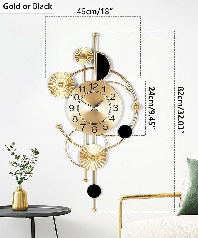 Large Wall Clock, Modern Silent Non-Ticking Metal Wall Clocks, Battery Operated - Image 2