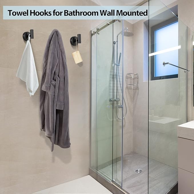 Kruodop Towel Hooks for Bathroom, 2 Packs Wall Mount Towel Holder, Stainless - Image 5
