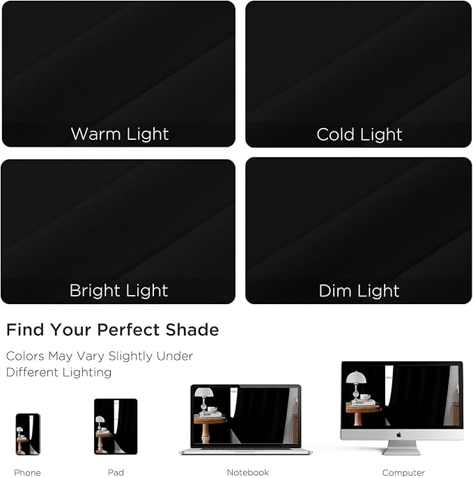 CUCRAF Black Blackout Curtains 108 inch Length 2 Panels Set, Rod Pocket Room - Image 4