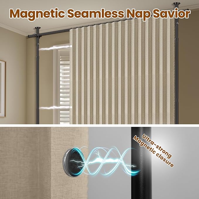 100% Blackout Room Divider Curtains Sets Beige W100 x L84 in, 2 Panels Curtain - Image 6