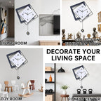 Wall Clock with Pendulum, Silent Quality Quartz Battery Operated, Metal Modern - Image 5