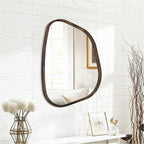 Asymmetrical Mirror Irregular Oval Wall Mirror Modern Wood Frame Unique Shape - Image 2