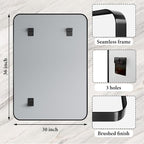 30x36 Inch Black Metal Framed Bathroom Mirror - Image 4