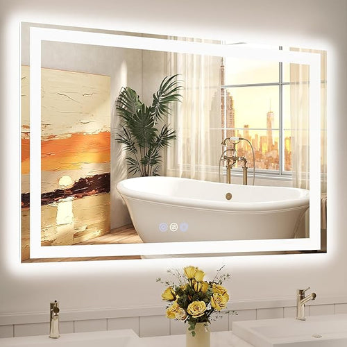 48x32 LED Bathroom Mirror with Lights, Super Bright Front & Backlit Vanity by GreatMirrorTalksItself