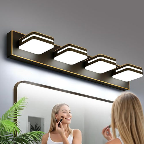 360° Rotate LED Bathroom Vanity Light Fixtures, 1600LM Acrylic Brown and Gold by Torondo
