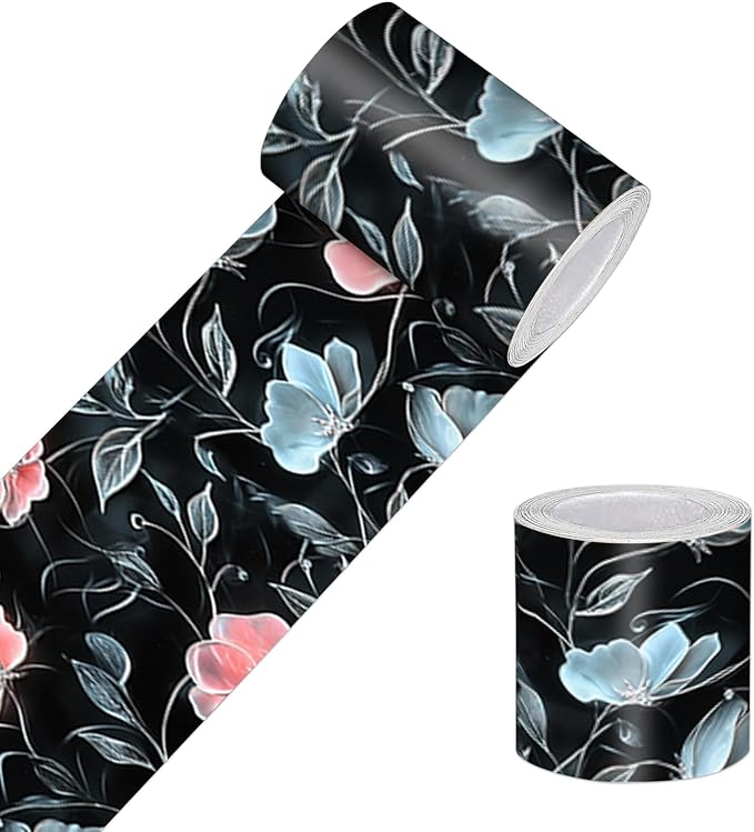 HOMETITUTE Wallpaper Border Peel and Stick Dark Botanical Texture Decorative by HOMETITUTE